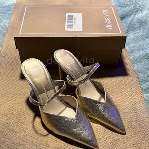 Dolce Vita Women's Silver Metallic Pointed-Toe Heel Mules